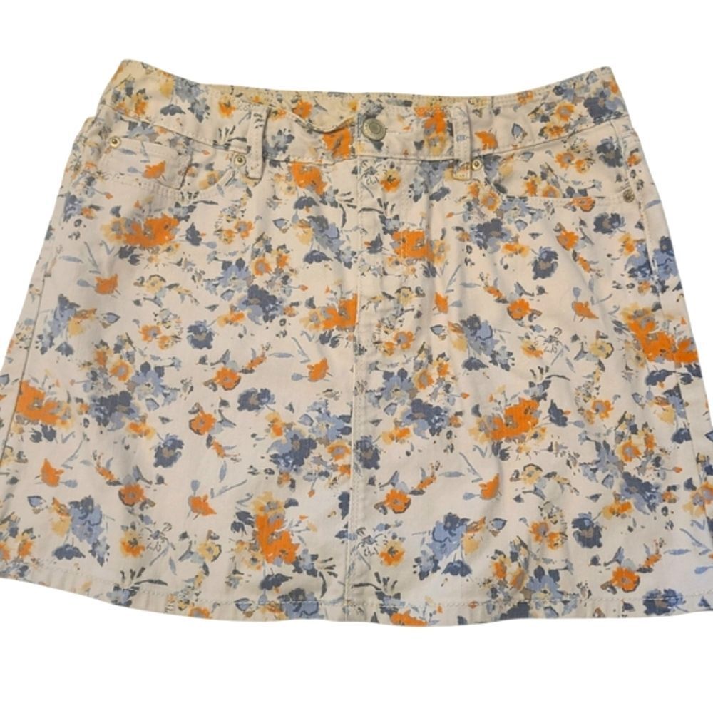 Gap Skirt Mini Denim Floral 5-Pocket Jeans Style Women's Sz 10‎